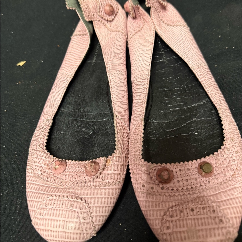 Balenciaga Textured Pink Flats